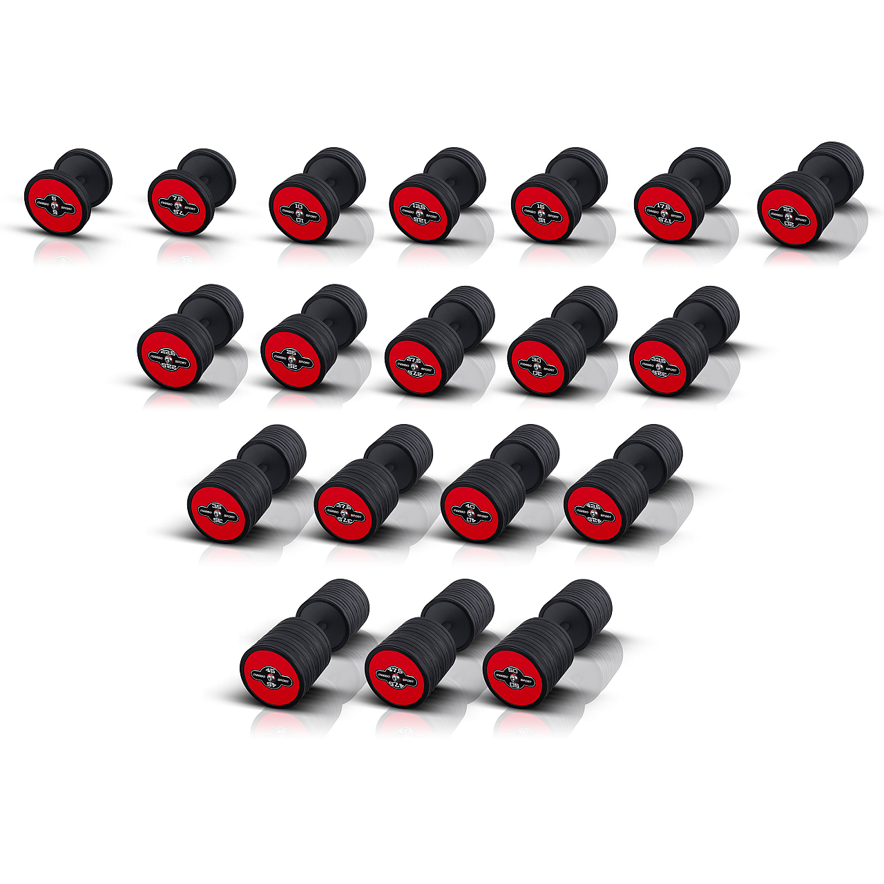 Гантель прогумована Marbo Sport 17.5кг, червоний глянець