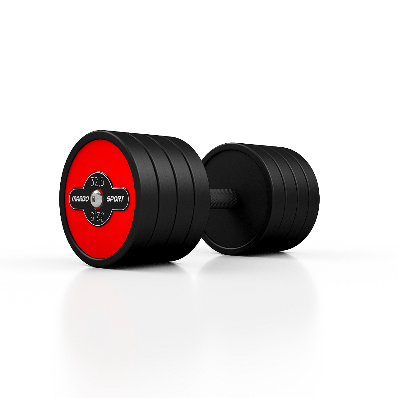 Гантель прогумована Marbo Sport 32.5кг, червоний глянець