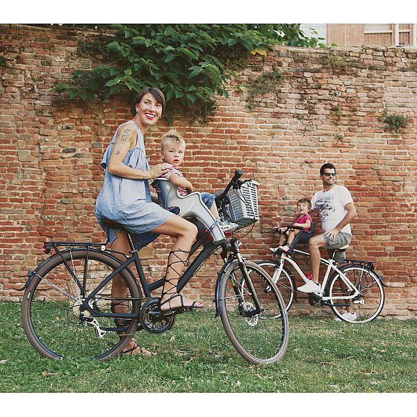 Сидіння пров. Bellelli Rabbit Handlefix до 15кг, сріблясте з червоною підкладкою