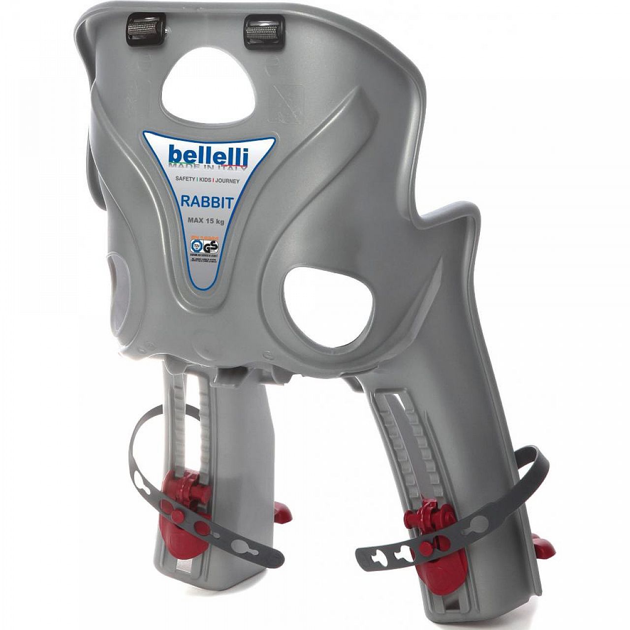 Сидіння пров. Bellelli Rabbit Handlefix до 15кг, сріблясте з червоною підкладкою