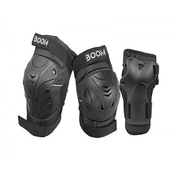 Комплект захисту Boom Classic+ Tripple Black S (наколінники, налокітники, захист долонь)