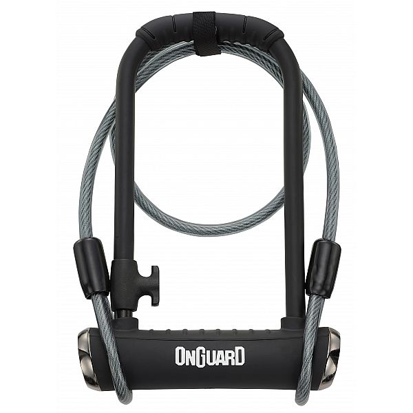 Замок U-подібний Onguard Pitbull DT розмір скоби 115 x 230мм, товщина 14мм + кабель 120см х 10мм, 4 ключі + 1 з підсвічуванням, чорний