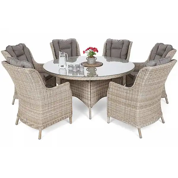 Садові меблі з техноротангу Bristol Round 150 см Beige / Beige Melange 6+1