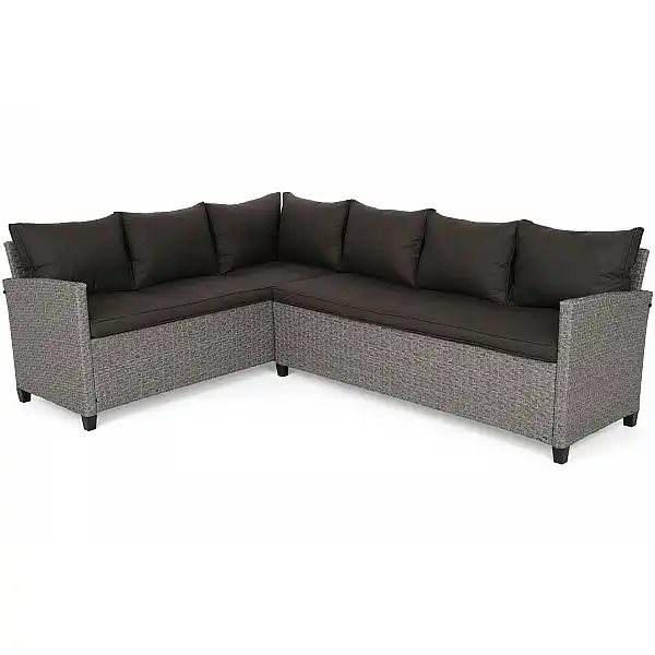 Кутові садові меблі з техноратанга Lagos Muddy Grey / Black Melange