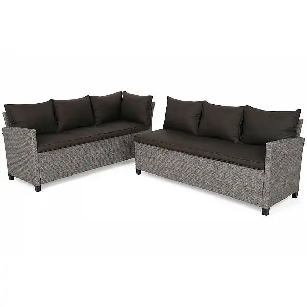 Кутові садові меблі з техноратанга Lagos Muddy Grey / Black Melange