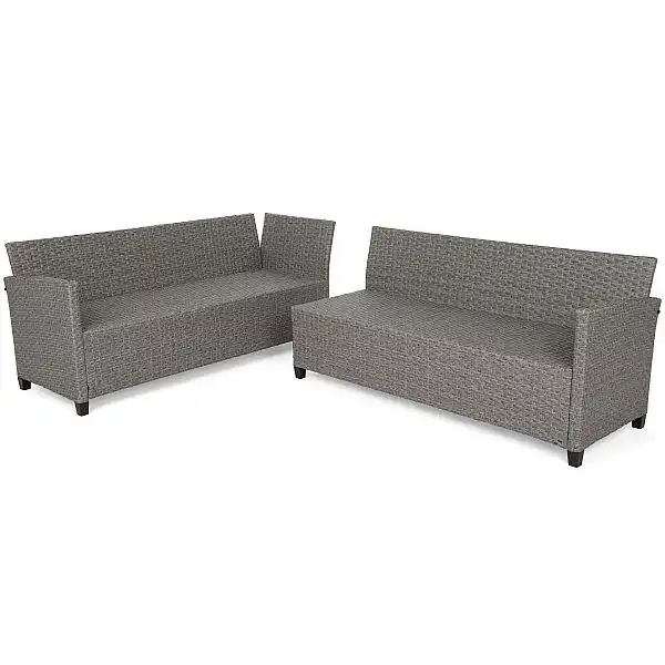 Кутові садові меблі з техноратанга Lagos Muddy Grey / Black Melange