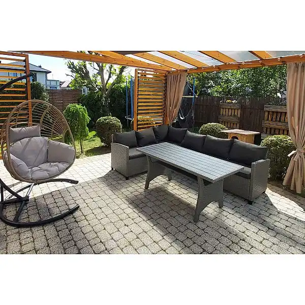 Кутові садові меблі з техноратанга Lagos Muddy Grey / Black Melange