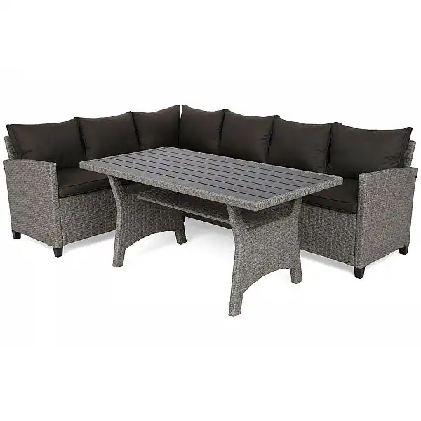 Кутові садові меблі з техноратанга Lagos Muddy Grey / Black Melange