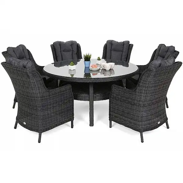Садові меблі з техноротангу Bristol Round Elegant 150 см Grey / Grey Melange 6+1