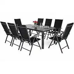 Алюмінієві садові меблі Ibiza 185 см Сірий / Чорний 8+1