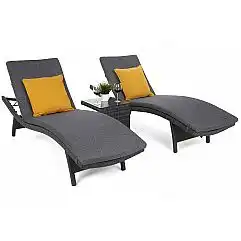 Набір садових шезлонгів з техноротангу Marbella Grey / Grey Melange зі столиком