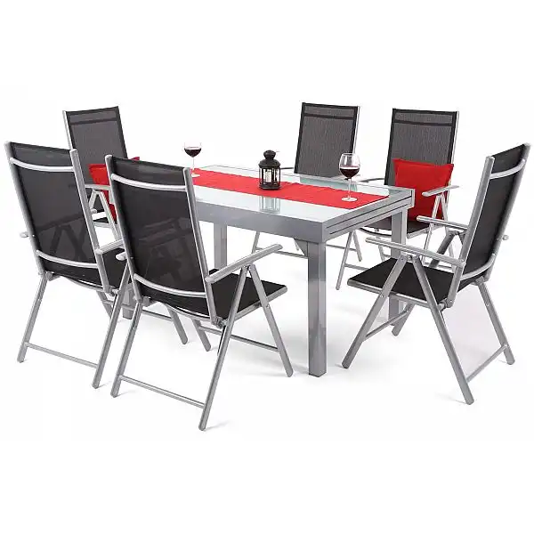 Алюмінієві садові меблі Orlando Basic Silver / Black 6+1