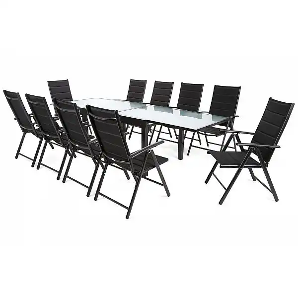 Алюмінієві садові меблі Orlando Black / Black 10+1