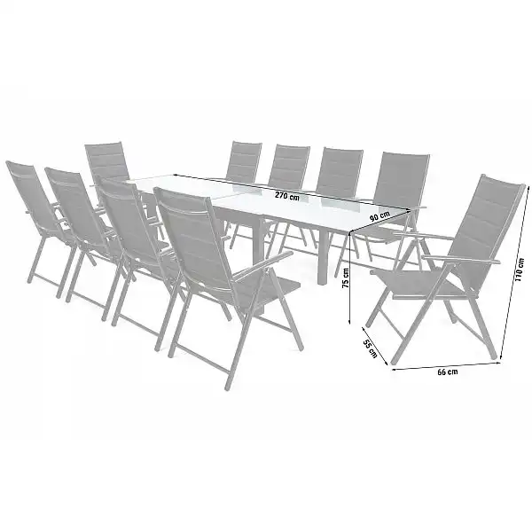 Алюмінієві садові меблі Orlando Black / Black 10+1