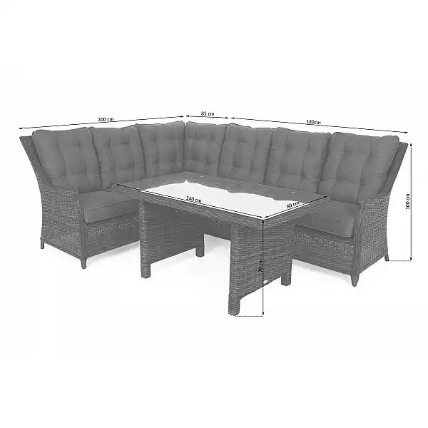 Лівий кутовий диван техноротанг Alicante Grey / Grey Melange