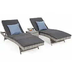 Набір садових шезлонгів Bora Bora Light Grey / Grey Melange з техноротангу зі ст..
