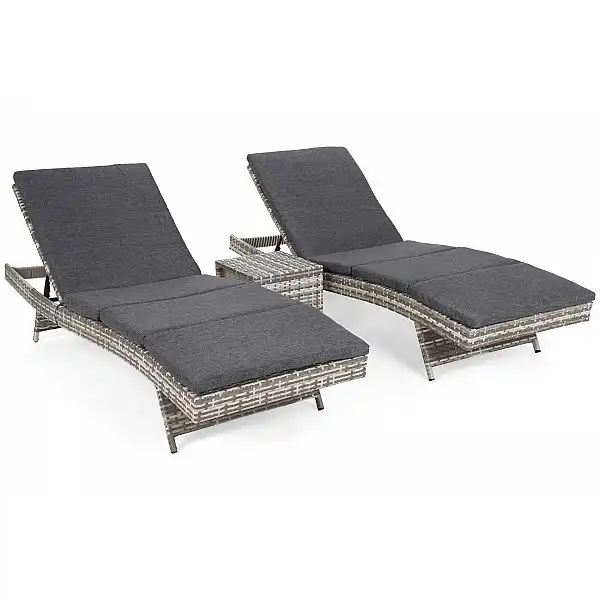 Набір садових шезлонгів Bora Bora Light Grey / Grey Melange з техноротангу зі столиком