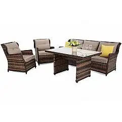 Садові меблі з техноратгана Siena Dinner Grande Brown / Taupe