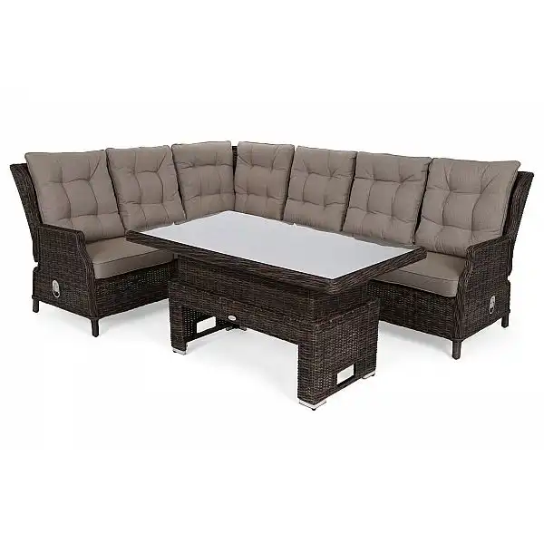 Кутовий садовий диван з техноротангу Trivento Brown Mat / Brown Melange