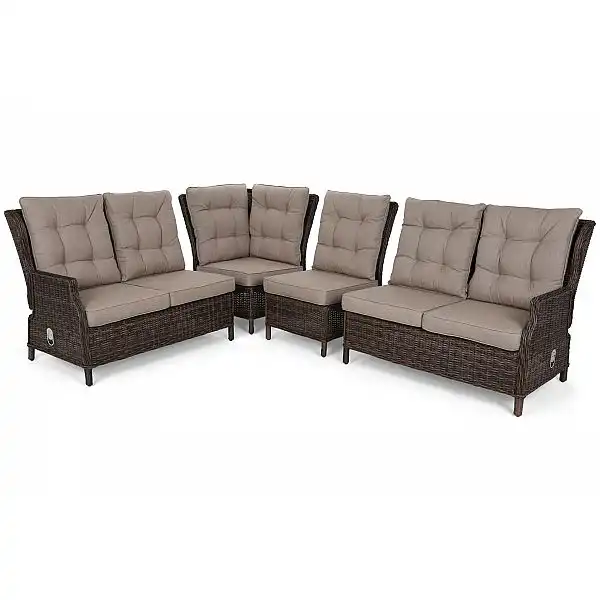 Кутовий садовий диван з техноротангу Trivento Brown Mat / Brown Melange