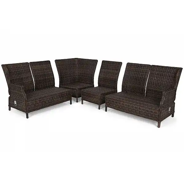 Кутовий садовий диван з техноротангу Trivento Brown Mat / Brown Melange