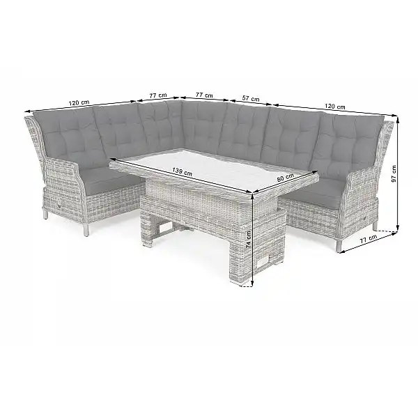 Кутовий садовий диван з техноротангу Trivento Brown Mat / Brown Melange