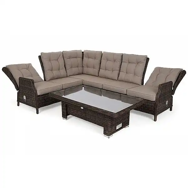 Кутовий садовий диван з техноротангу Trivento Brown Mat / Brown Melange