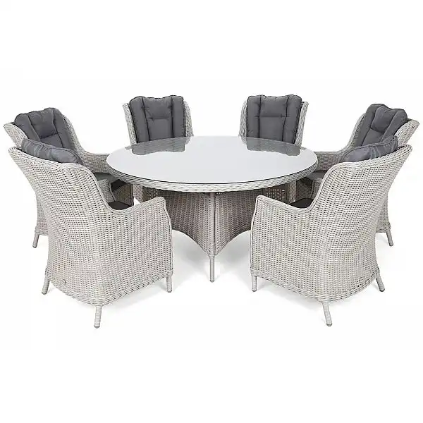 Садові меблі з техноратанга Bristol Round 150 см Білий / Сірий 6+1