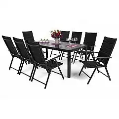 Алюмінієві садові меблі Ibiza 185 см Black / Black 8+1