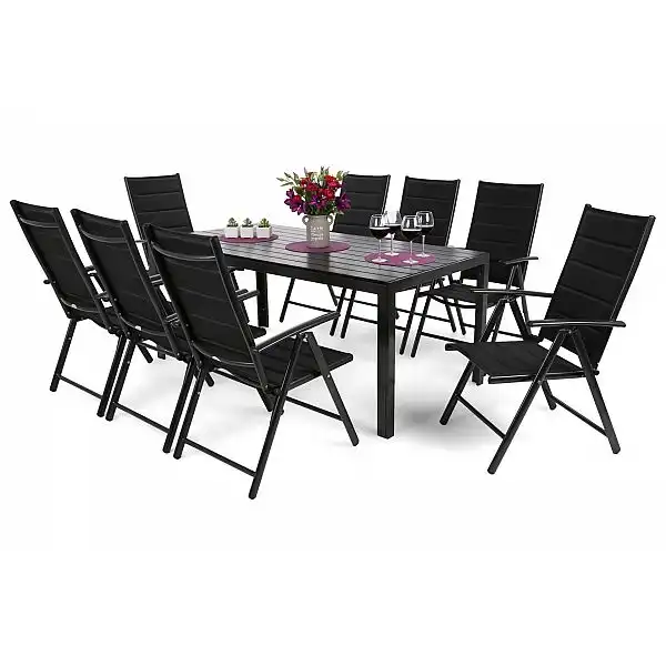 Алюмінієві садові меблі Ibiza 185 см Black / Black 8+1