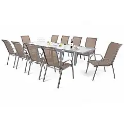 Алюмінієві садові меблі Orlando Silver Sevilla Silver / Taupe 10+1
