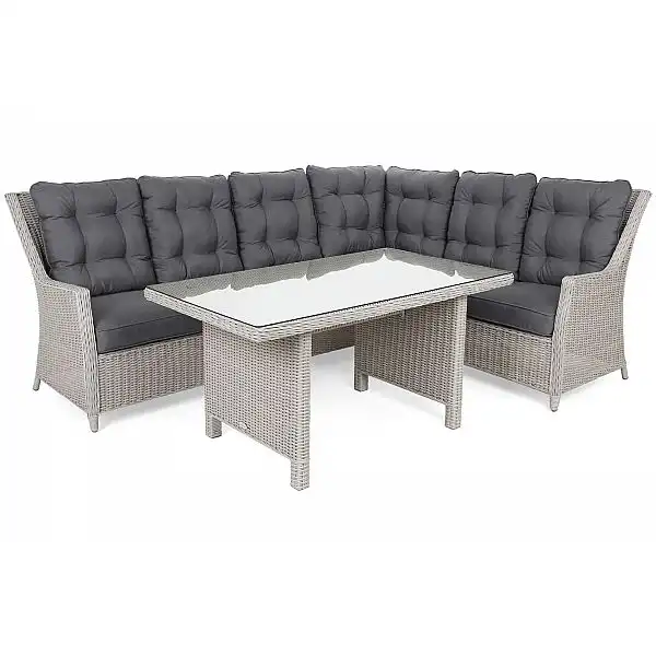 Кутовий набір садових меблів Alicante White / Grey правий