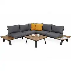 Кутовий садовий диван Monaco темно-сірого/сірого алюмінію