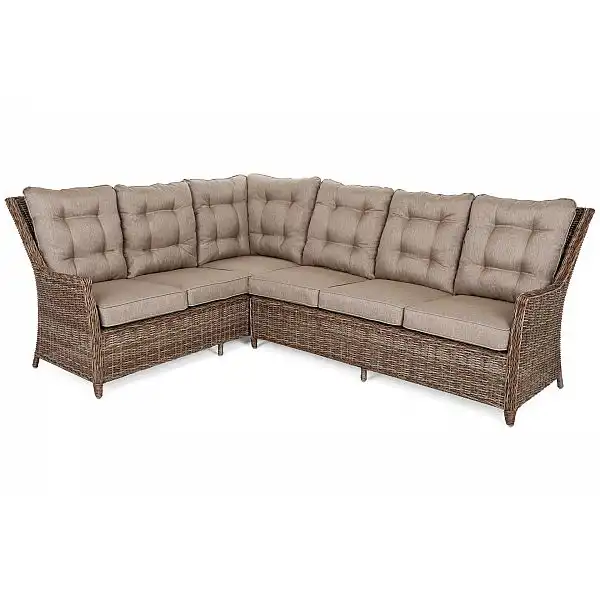 Левосторонний угловой набор садовой мебели Alicante Ginger/Brown Melange с пуфами