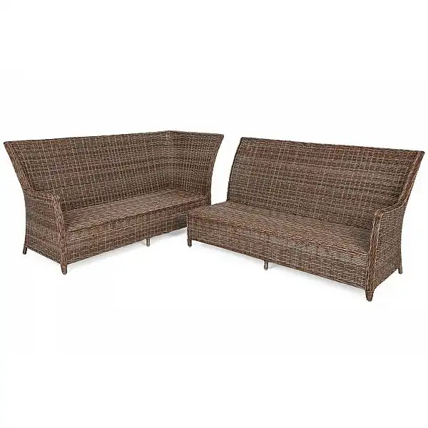 Левосторонний угловой набор садовой мебели Alicante Ginger/Brown Melange с пуфами