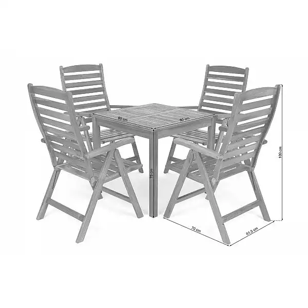 Дерев'яні садові меблі Acacia Square 80 см 4+1