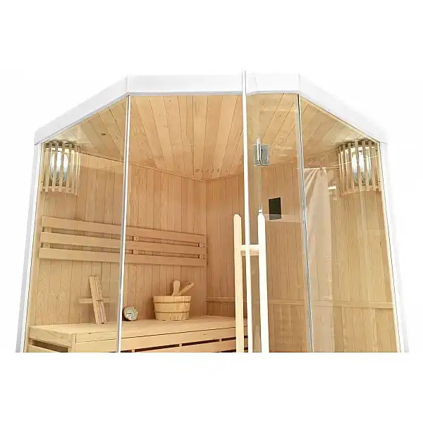 Фінська кутова сауна TG3C White з плитою