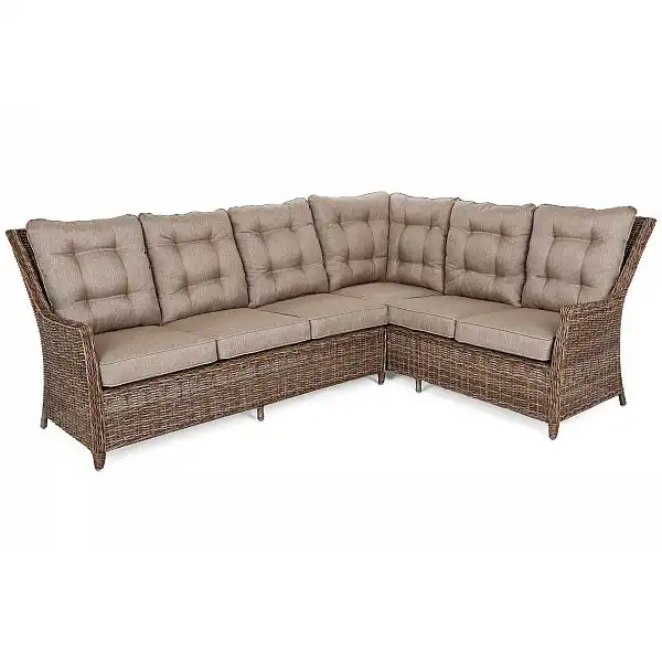 Правосторонний угловой набор садовой мебели Alicante Ginger/Brown Melange с пуфами