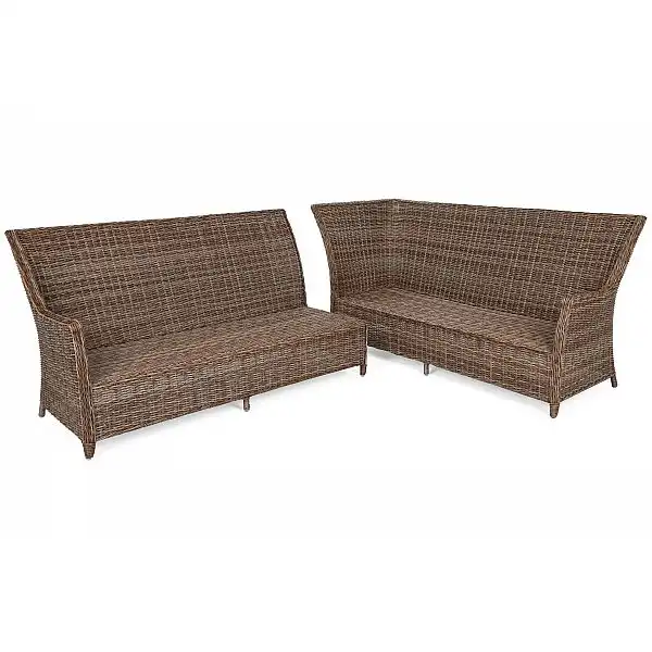 Правосторонний угловой набор садовой мебели Alicante Ginger/Brown Melange с пуфами