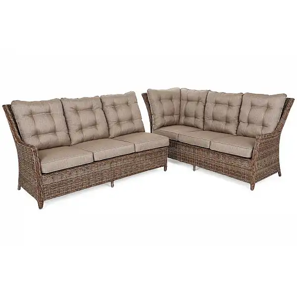 Правосторонний угловой набор садовой мебели Alicante Ginger/Brown Melange с пуфами