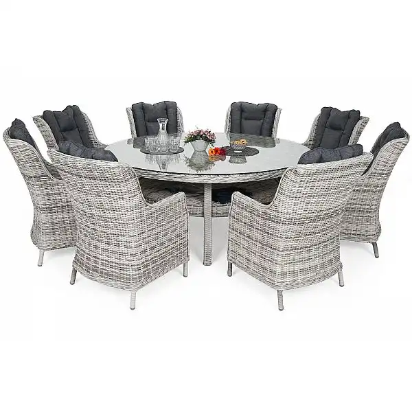 Садові меблі з техноротангу Bristol Round Elegant 180 см Light Grey / Grey Melange 8+1
