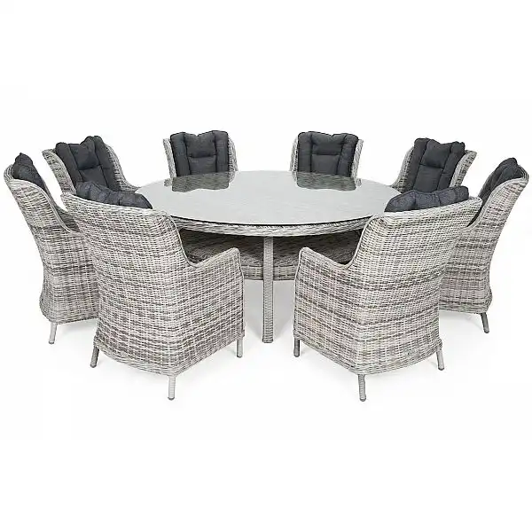 Садовая мебель из техноротанга Bristol Round Elegant 180 см Light Grey / Grey Melange 8+1