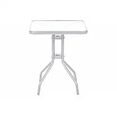 Літній квадрат Срібний стіл зі скляною стільницею