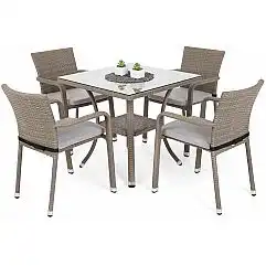 Sumba Square Beige Melange 4+1 Садовая мебель из техноротанга с подушками