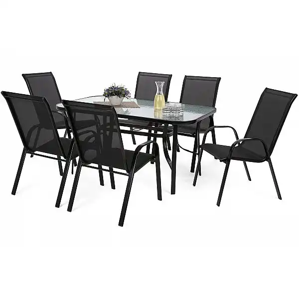 Садові меблі Sevilla металеві 150 см Black / Black 6+1