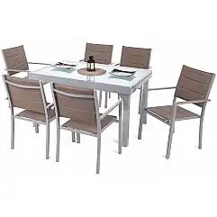 Алюмінієві садові меблі Orlando Silver / Taupe 6+1