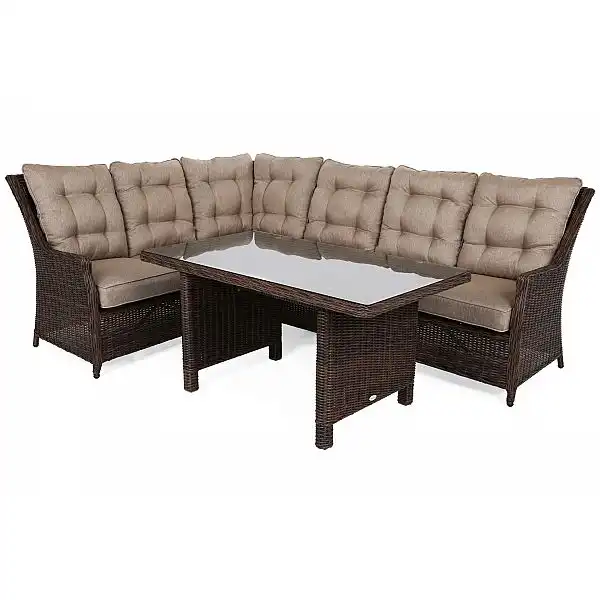 Лівий кутовий диван техноротанг Alicante Brown Mat / Brown Melange