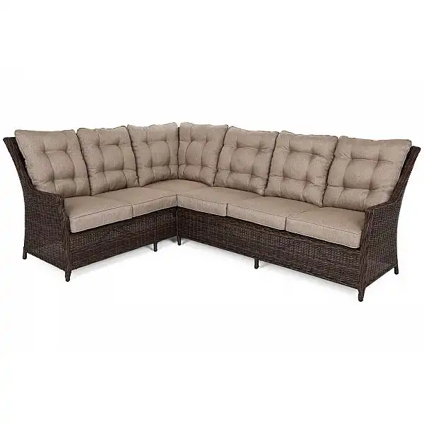 Лівий кутовий диван техноротанг Alicante Brown Mat / Brown Melange