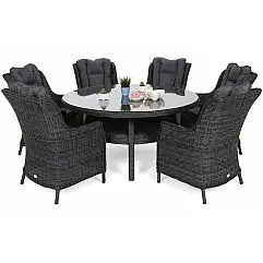 Садовая мебель из техноротанга Bristol Round Elegant 150 см Серый/Серый Меланж 6..