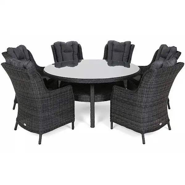 Садовая мебель из техноротанга Bristol Round Elegant 150 см Серый/Серый Меланж 6+1 выставка